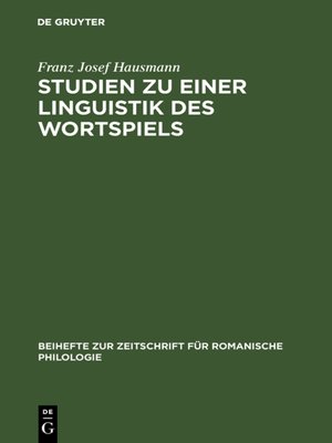 cover image of Studien zu einer Linguistik des Wortspiels